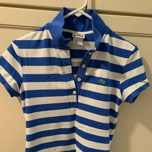 Lactose Women’s Size 38 Polo. Blue and White Striped.
